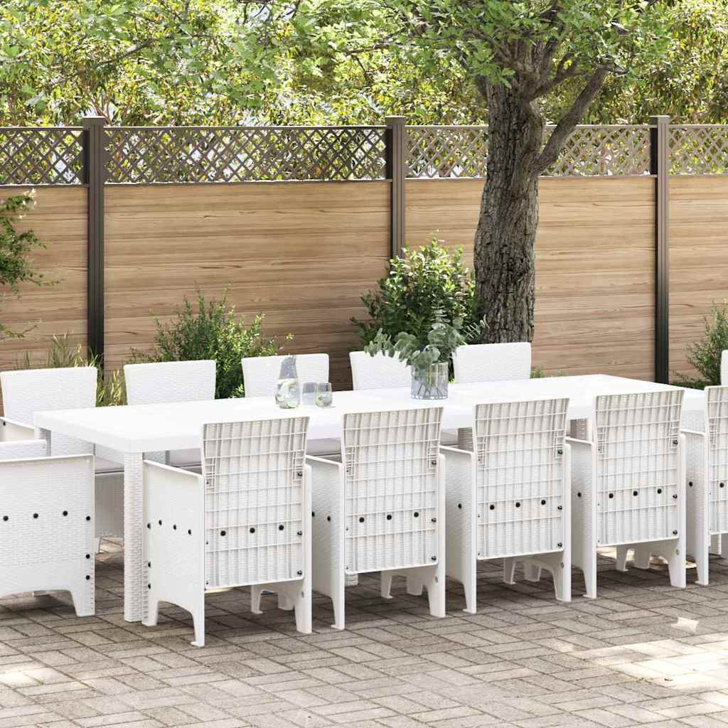 Set da Pranzo per Giardino 13 pcs Bianco e Grigio chiaro