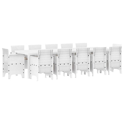 Set da Pranzo per Giardino 13 pcs Bianco e Grigio chiaro