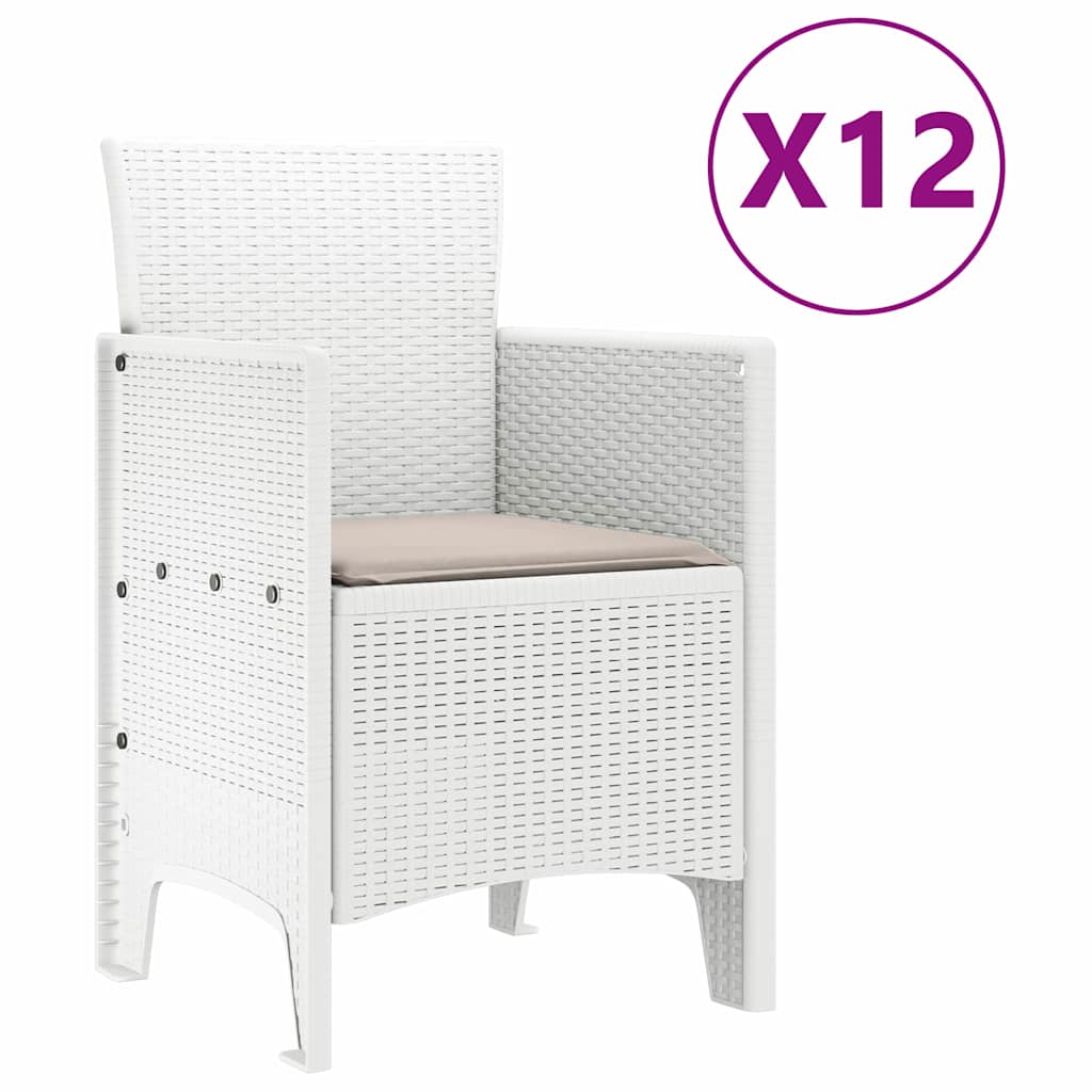 Set da Pranzo per Giardino 13 pcs Bianco e Grigio chiaro