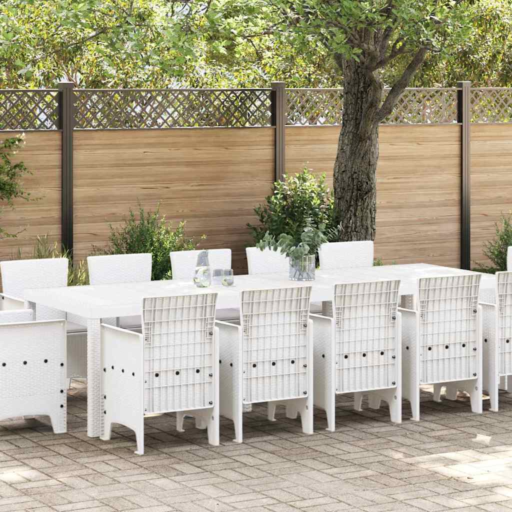 Set da Pranzo per Giardino 13 pcs Bianco e Grigio chiaro