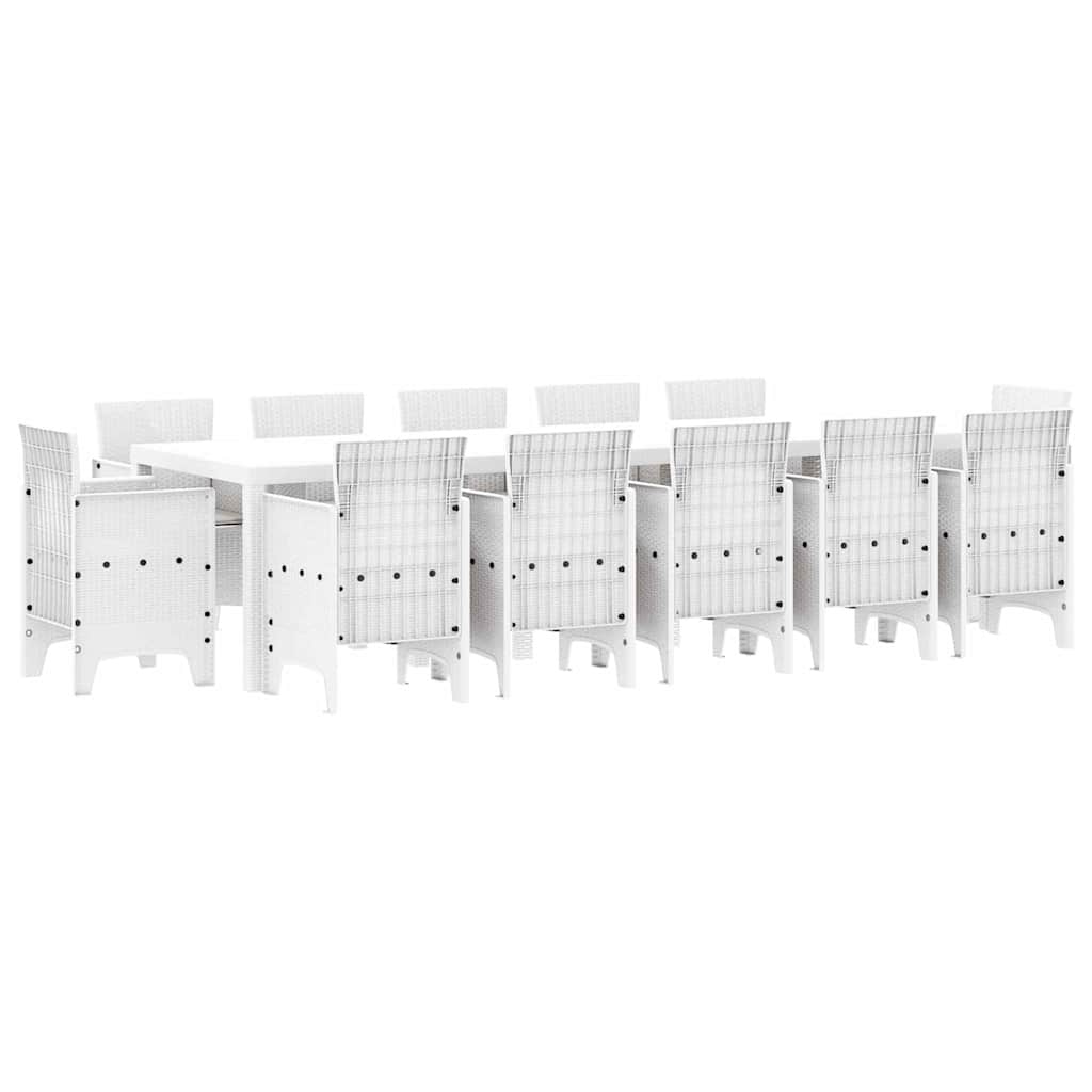 Set da Pranzo per Giardino 13 pcs Bianco e Grigio chiaro