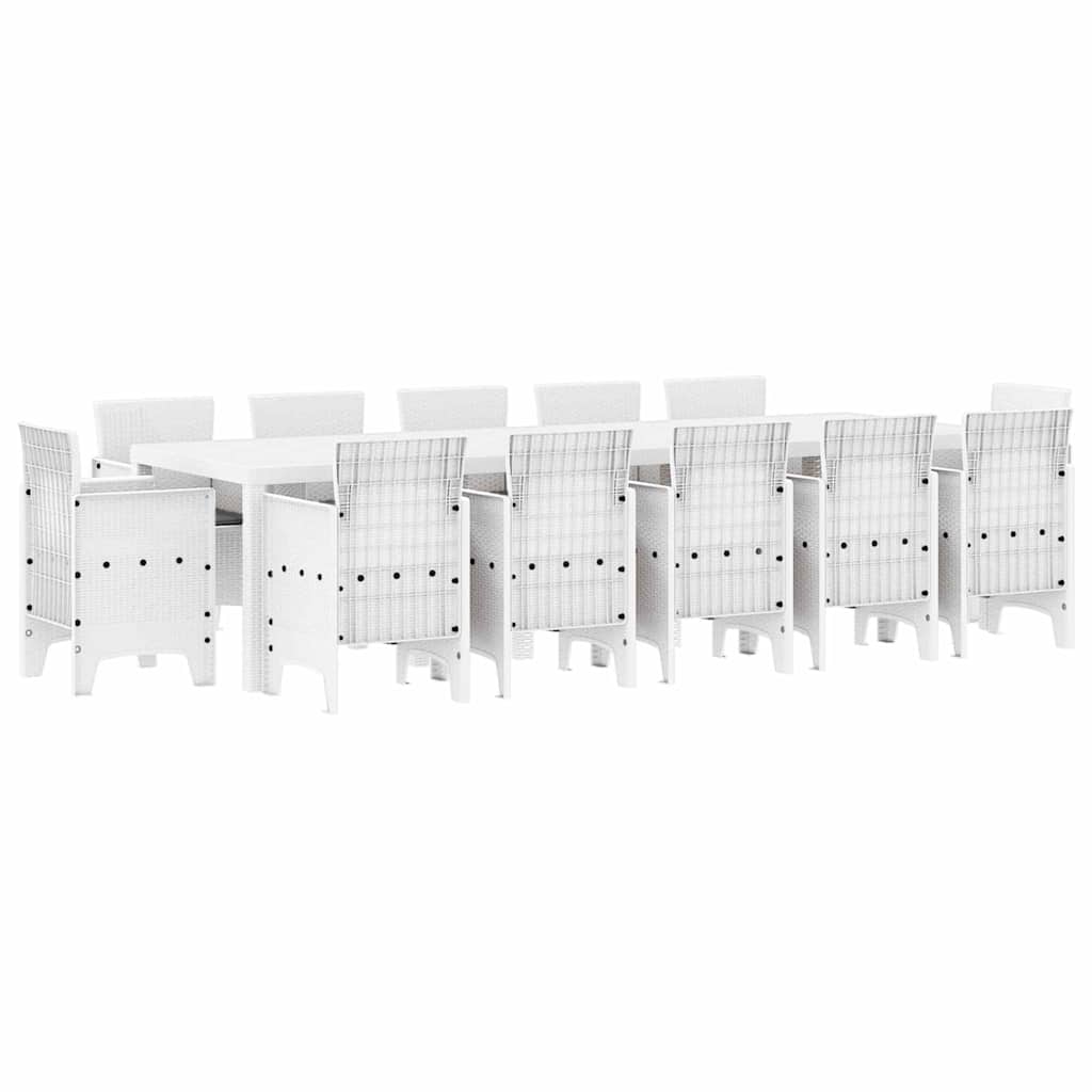 Set da Pranzo per Giardino con cuscino 13 pcs Bianco
