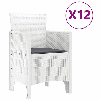 Set da Pranzo per Giardino con cuscino 13 pcs Bianco