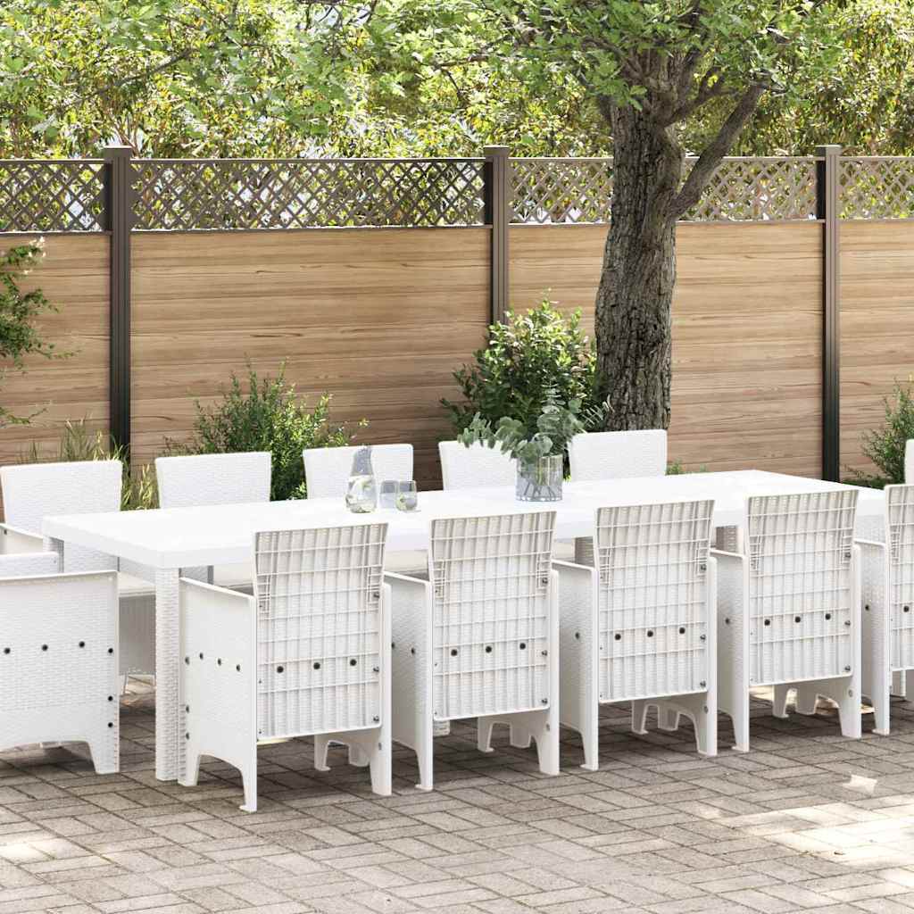 Set da Pranzo per Giardino con cuscino 13 pcs Bianco