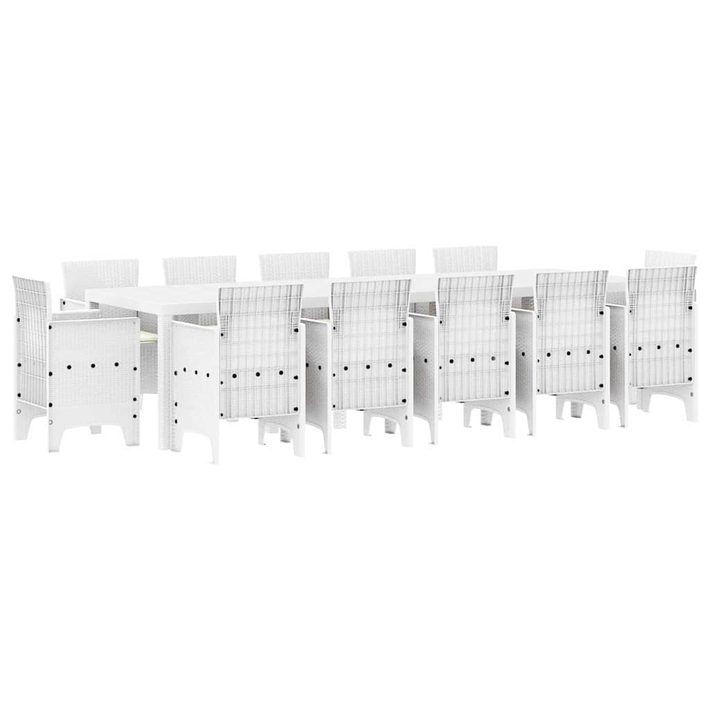 Set da Pranzo per Giardino con cuscino 13 pcs Bianco