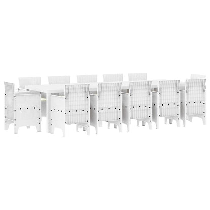 Set da Pranzo per Giardino con cuscino 13 pcs Bianco