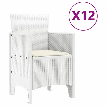 Set da Pranzo per Giardino con cuscino 13 pcs Bianco