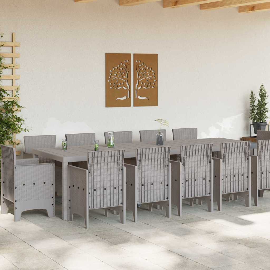 Set da Pranzo per Giardino 13 pcs Grigio chiaro Poly Rattan