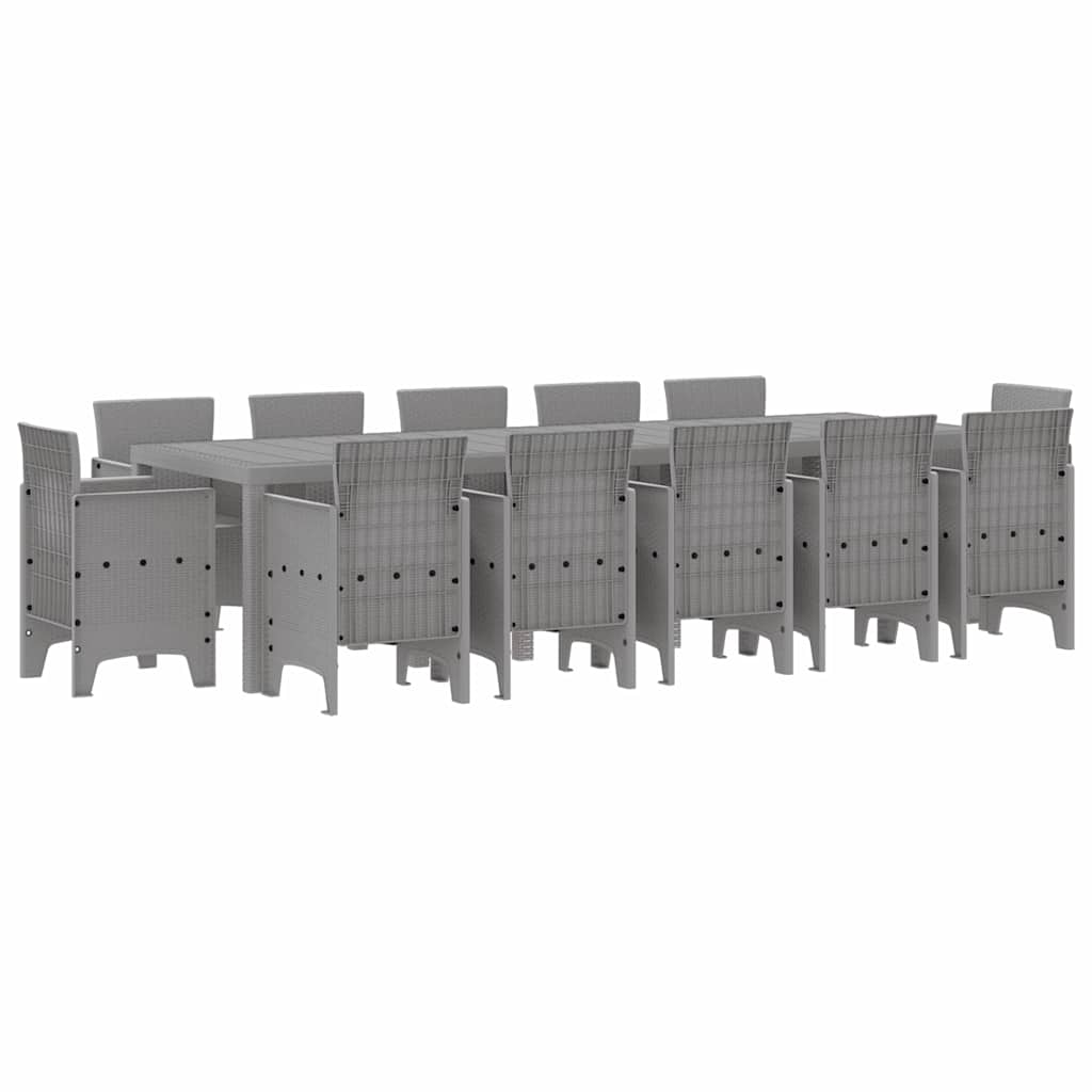 Set da Pranzo per Giardino 13 pcs Grigio chiaro Poly Rattan