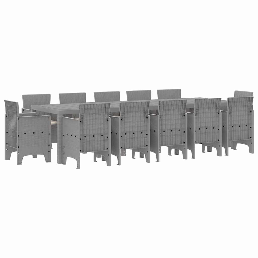 Set da Pranzo per Giardino 13 pcs Grigio chiaro Poly Rattan