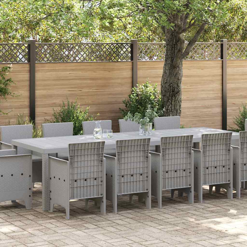 Set da Pranzo per Giardino 13 pcs Grigio chiaro Poly Rattan
