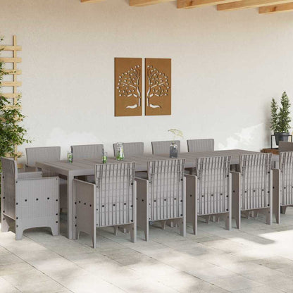 Set da Pranzo per Giardino 13 pcs Grigio chiaro Poly Rattan