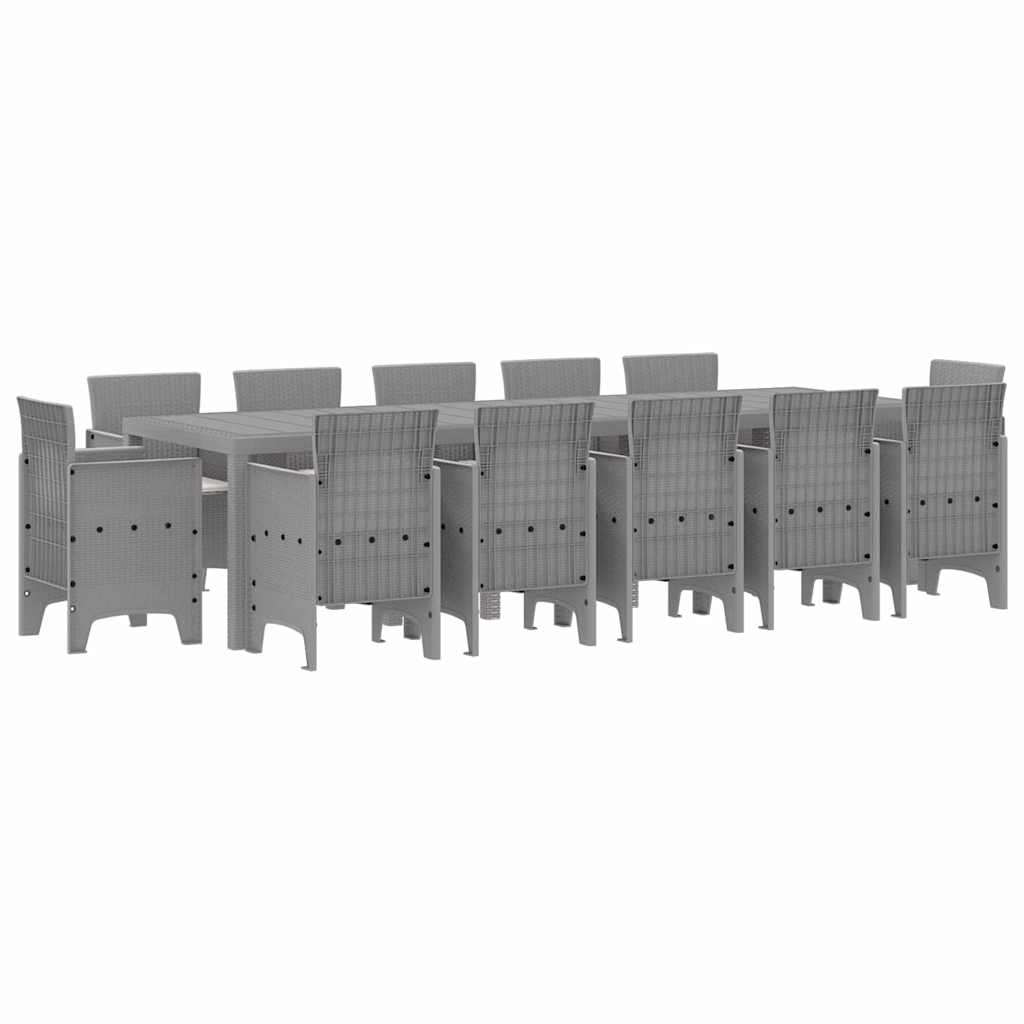 Set da Pranzo per Giardino 13 pcs Grigio chiaro Poly Rattan