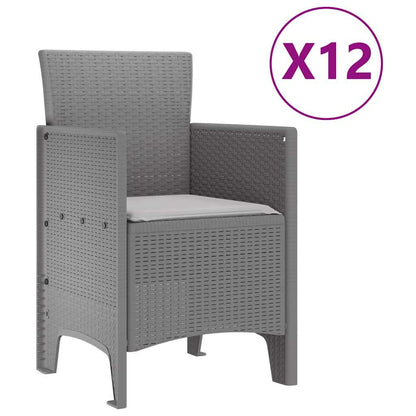 Set da Pranzo per Giardino 13 pcs Grigio chiaro Poly Rattan