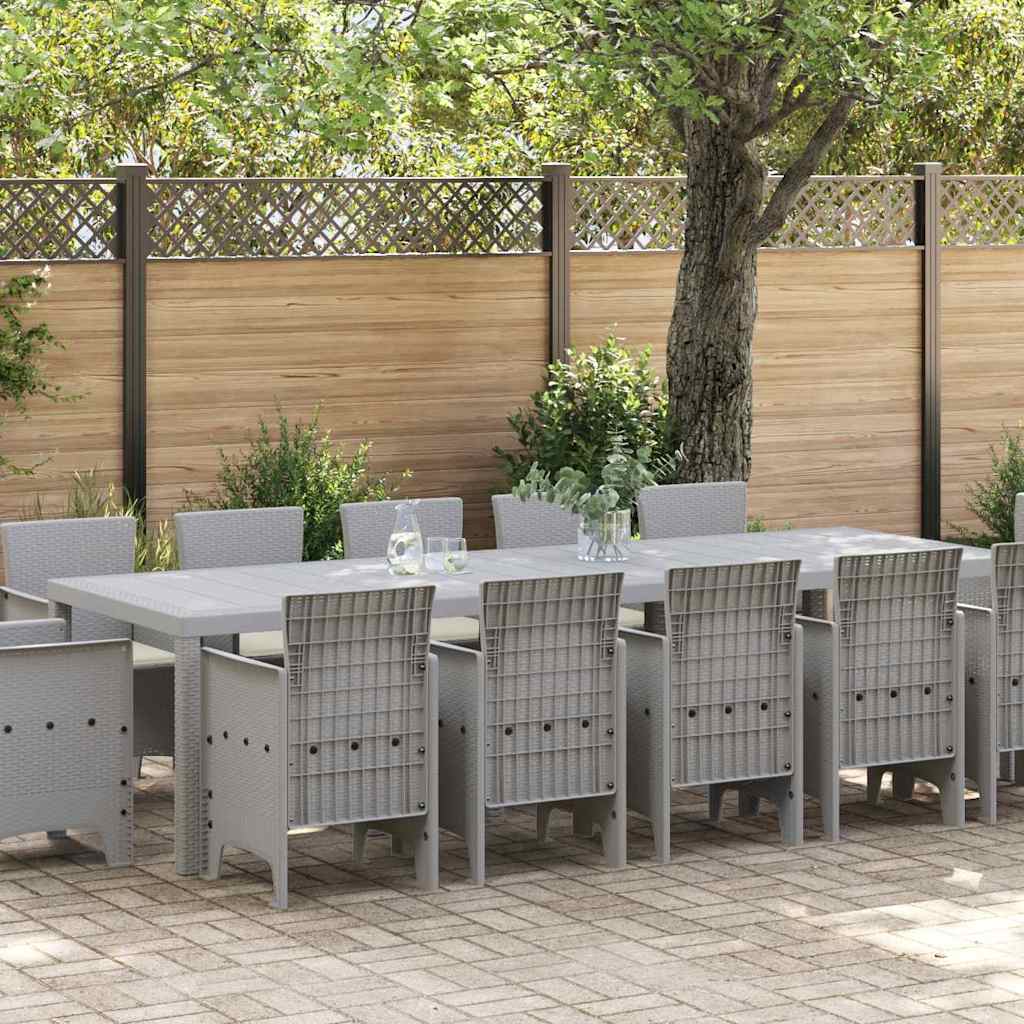 Set da Pranzo per Giardino con cuscino 13 pcs Grigio chiaro