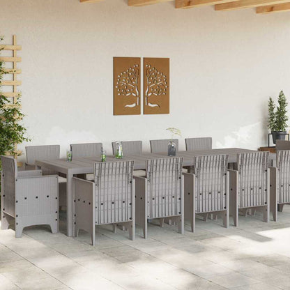 Set da Pranzo per Giardino con cuscino 13 pcs Grigio chiaro