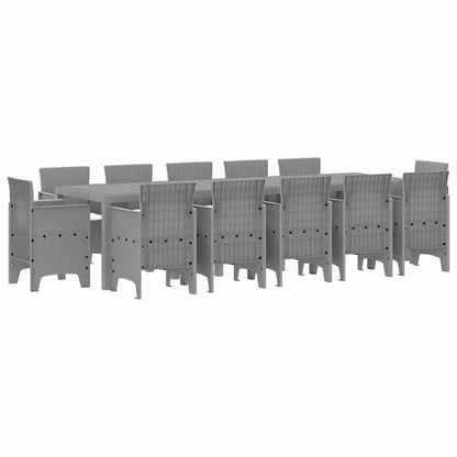 Set da Pranzo per Giardino con cuscino 13 pcs Grigio chiaro