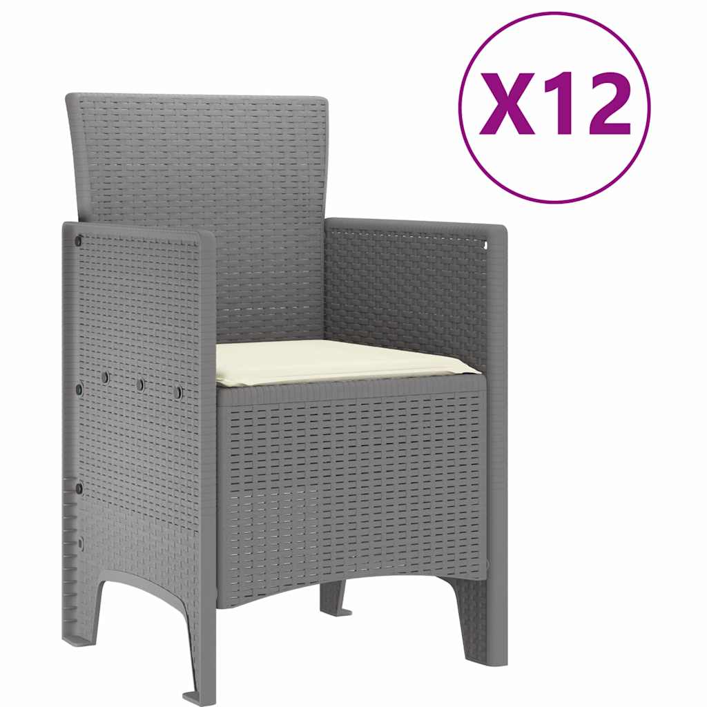Set da Pranzo per Giardino con cuscino 13 pcs Grigio chiaro