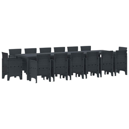 Set da Pranzo per Giardino 15 pcs Antracite Rattan Polt