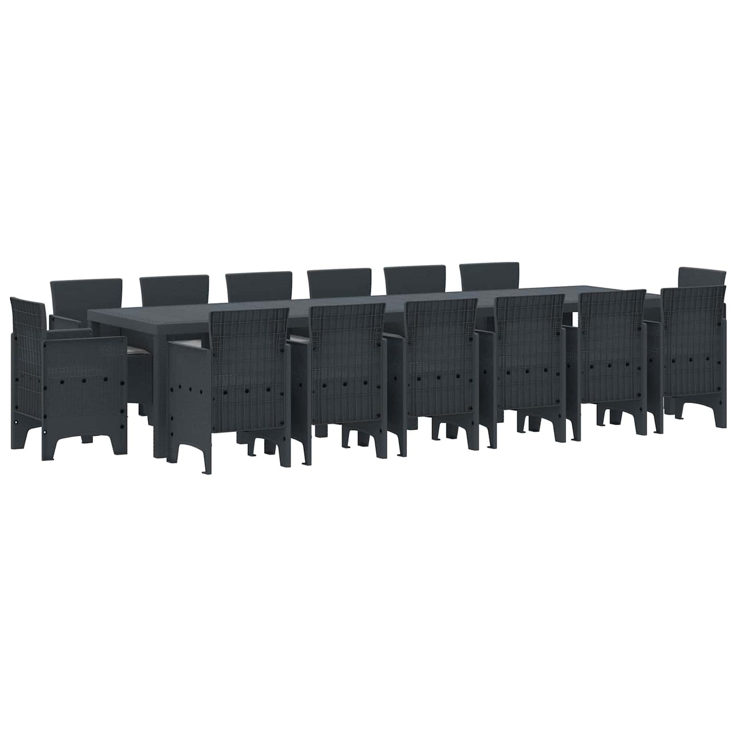 Set da Pranzo per Giardino 15 pcs Antracite Rattan Polt