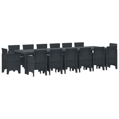Set da Pranzo per Giardino 15 pcs Antracite Rattan Polt