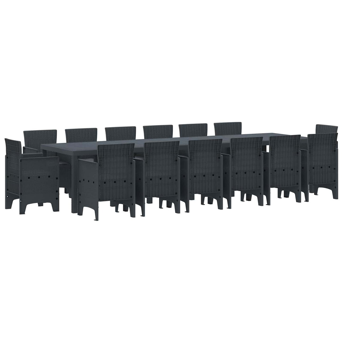 Set da Pranzo per Giardino 15 pcs Antracite Rattan Polt