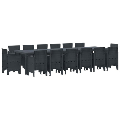 Set da Pranzo per Giardino 15 pcs Antracite Rattan Polt