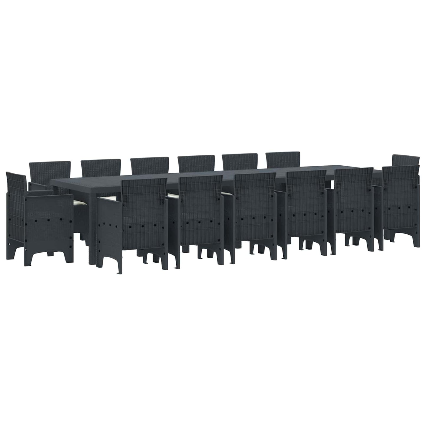 Set da Pranzo per Giardino 15 pcs Antracite Rattan Polt