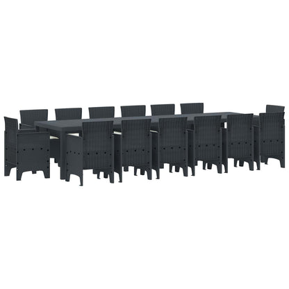Set da Pranzo per Giardino 15 pcs Antracite Rattan Polt