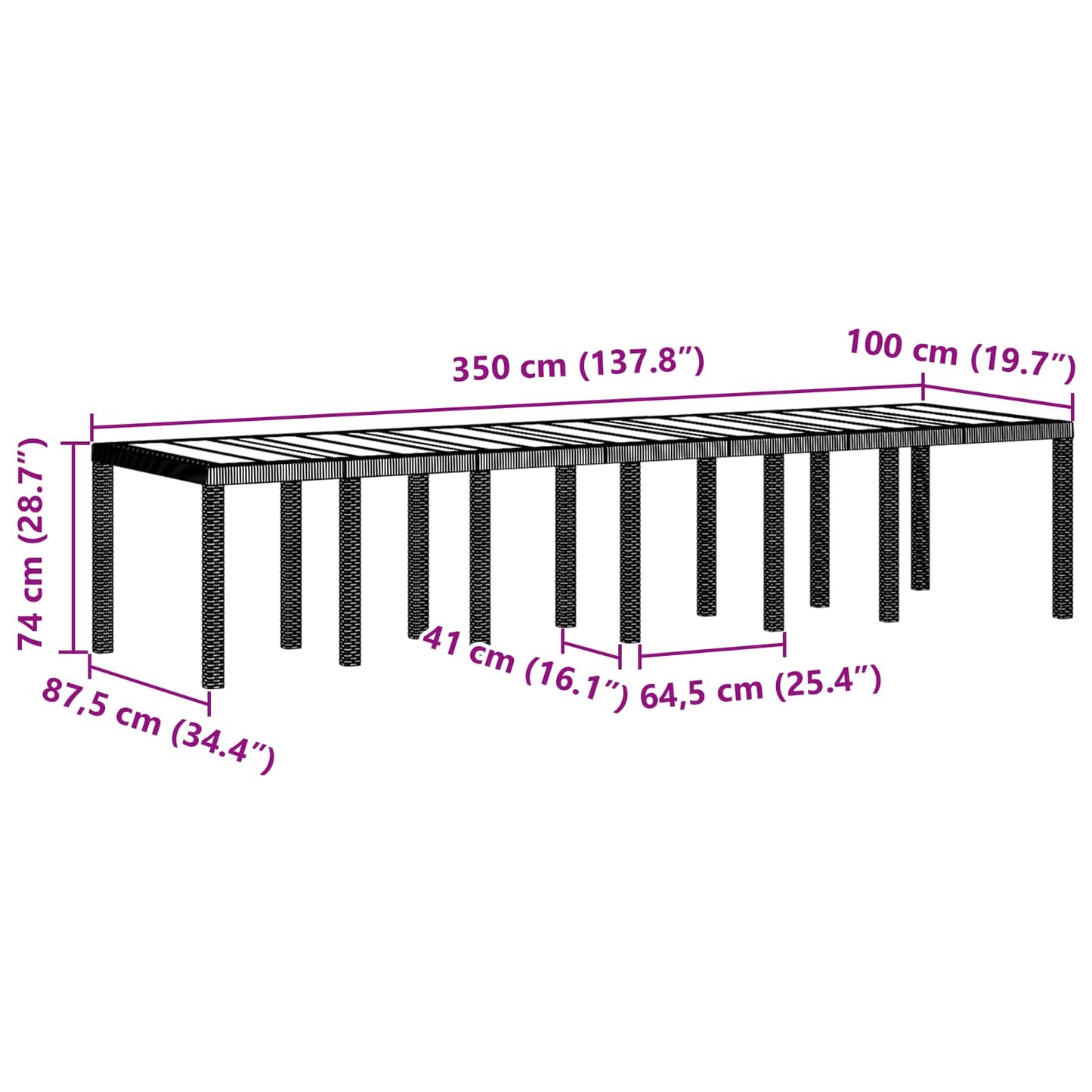 Set da Pranzo per Giardino 15 pcs Marrone Rattan Polt