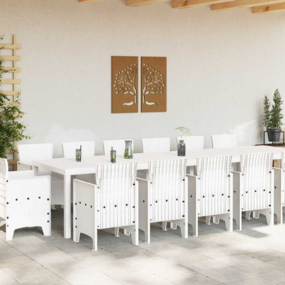 Set da Pranzo per Giardino 15 pcs Bianco Rattan Polt