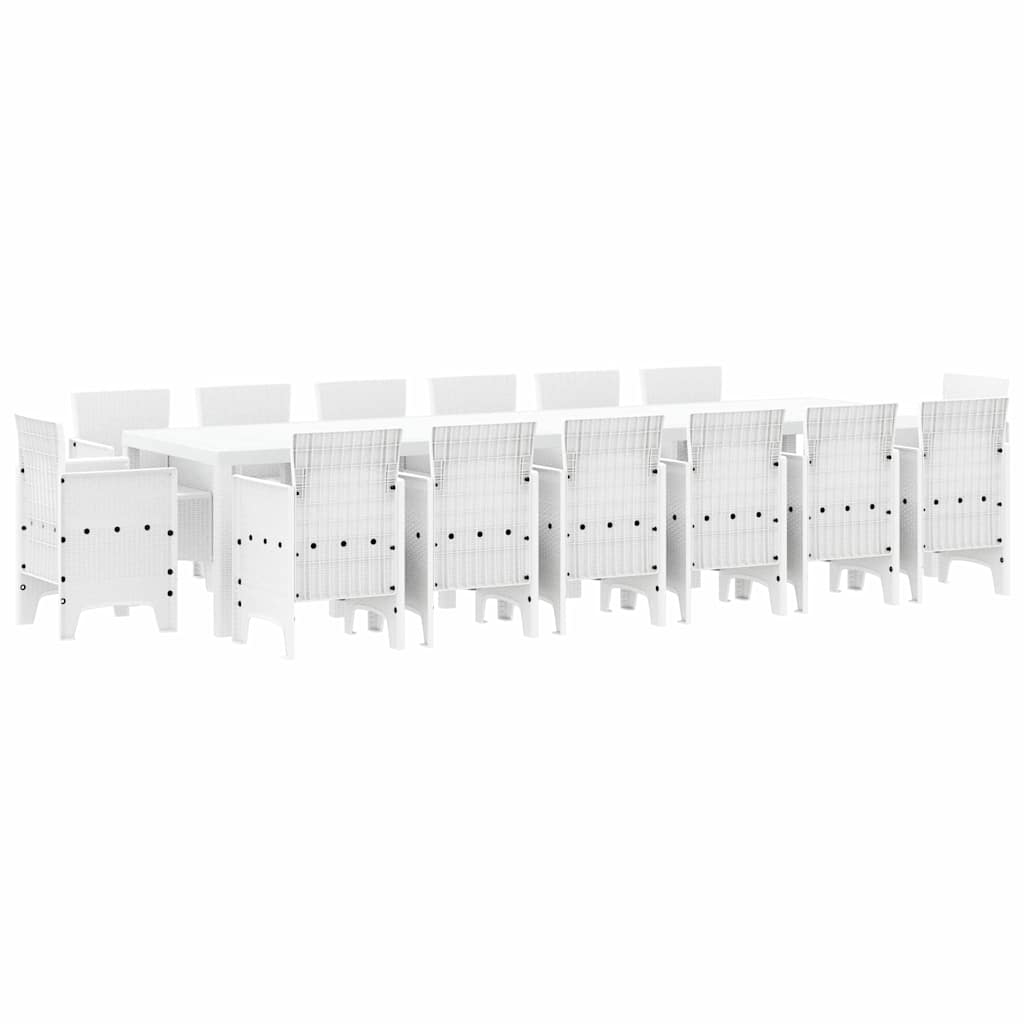 Set da Pranzo per Giardino 15 pcs Bianco Rattan Polt