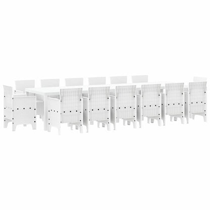 Set da Pranzo per Giardino 15 pcs Bianco Rattan Polt