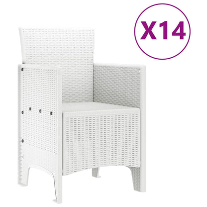 Set da Pranzo per Giardino 15 pcs Bianco Rattan Polt