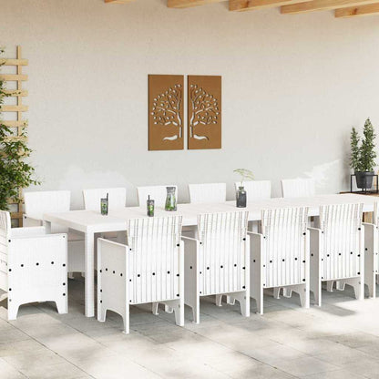 Set da Pranzo per Giardino 15 pcs Bianco Rattan Polt