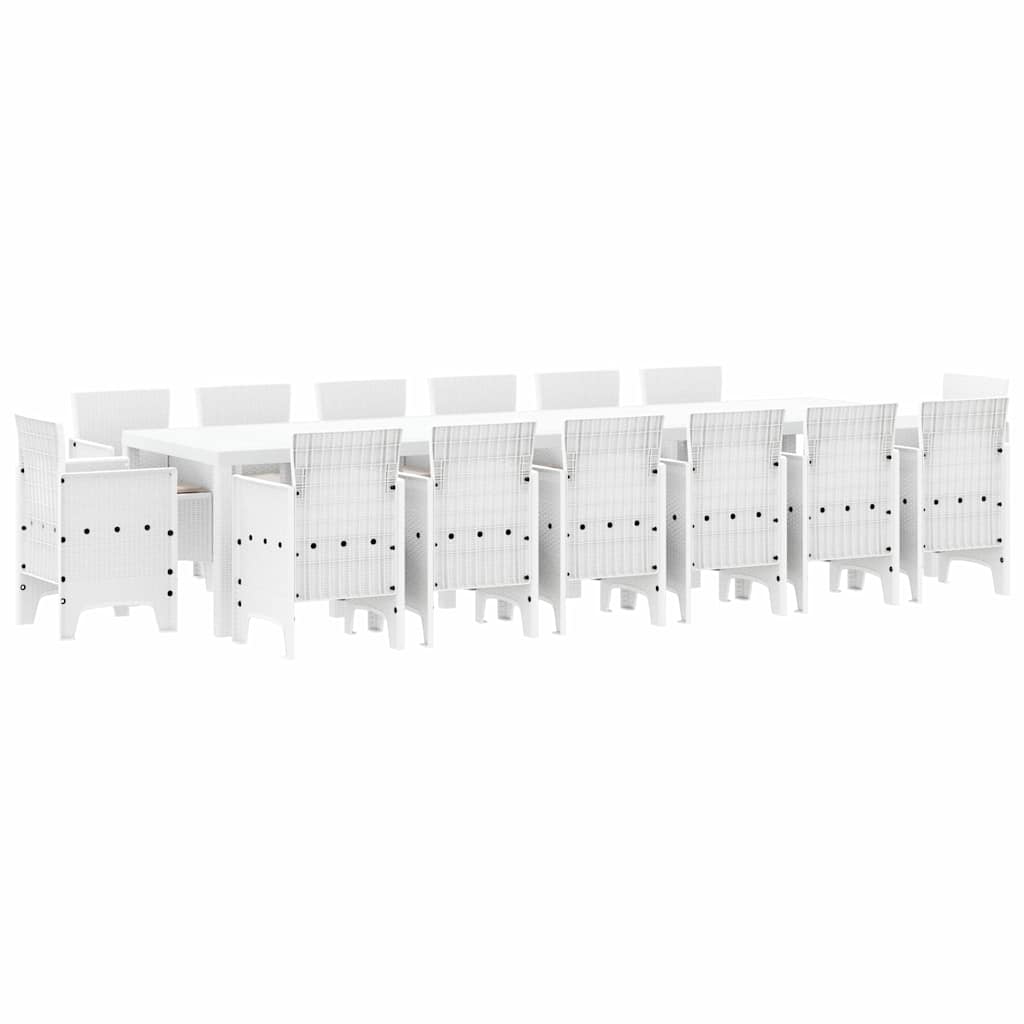 Set da Pranzo per Giardino 15 pcs Bianco Rattan Polt