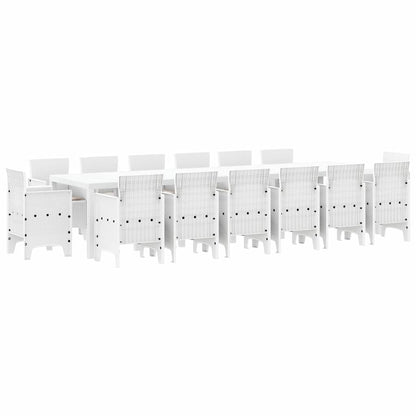 Set da Pranzo per Giardino 15 pcs Bianco Rattan Polt