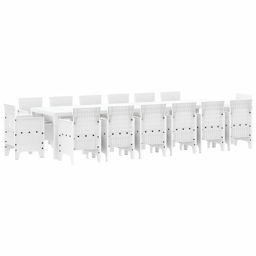 Set da Pranzo per Giardino 15 pcs Bianco Rattan Polt