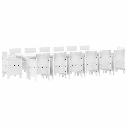 Set da Pranzo per Giardino 15 pcs Bianco Rattan Polt
