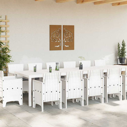 Set da Pranzo per Giardino 15 pcs Bianco Rattan Polt