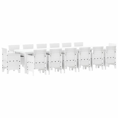 Set da Pranzo per Giardino 15 pcs Bianco Rattan Polt