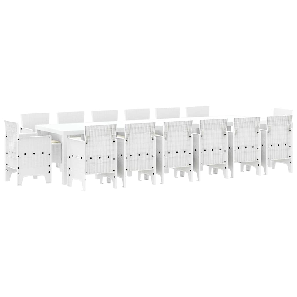 Set da Pranzo per Giardino 15 pcs Bianco Rattan Polt