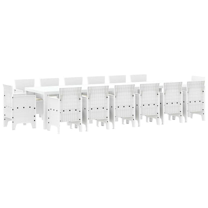 Set da Pranzo per Giardino 15 pcs Bianco Rattan Polt