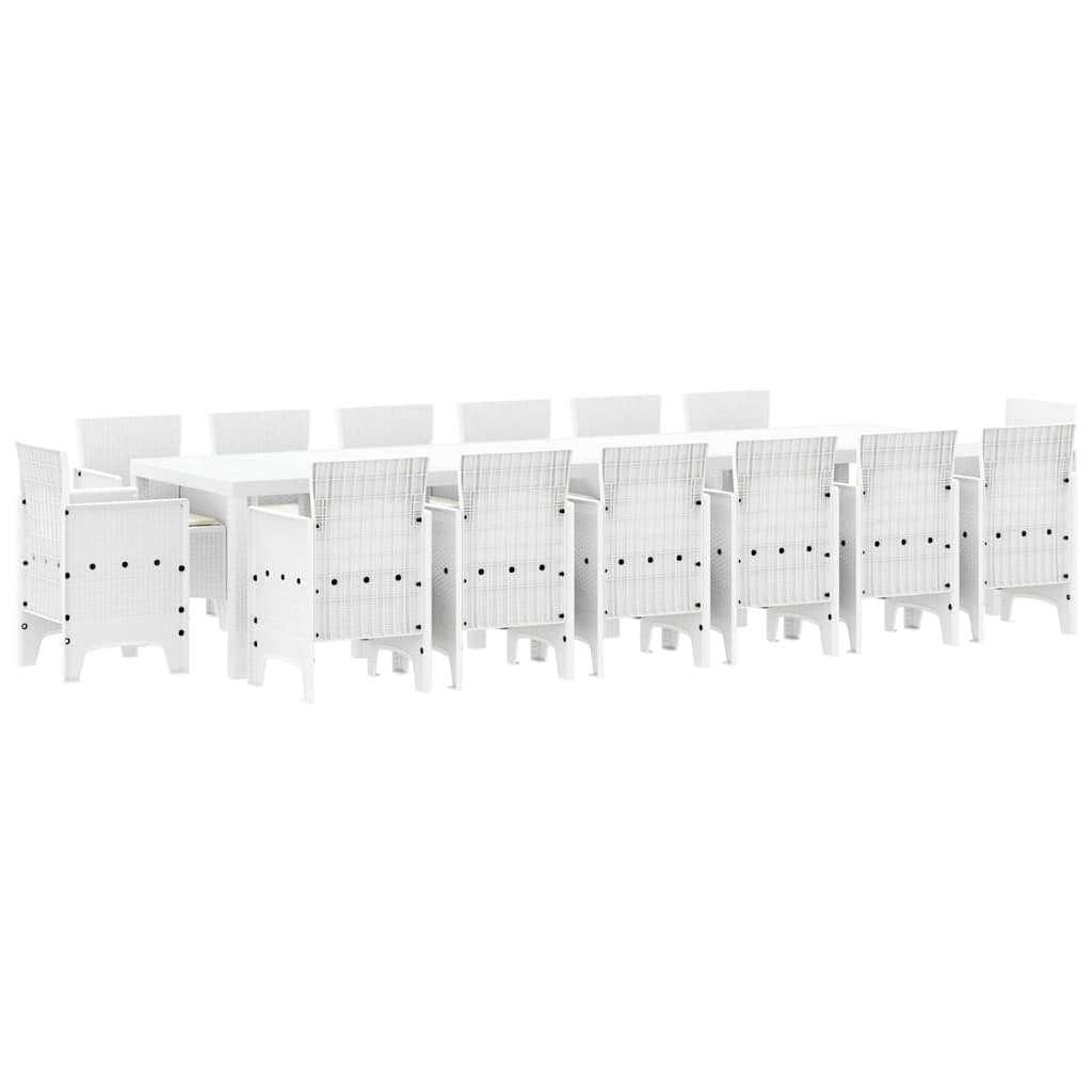 Set da Pranzo per Giardino 15 pcs Bianco Rattan Polt