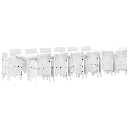 Set da Pranzo per Giardino 15 pcs Bianco Rattan Polt