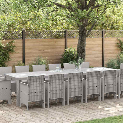 Set da Pranzo per Giardino 15 pcs Grigio chiaro Rattan Polt