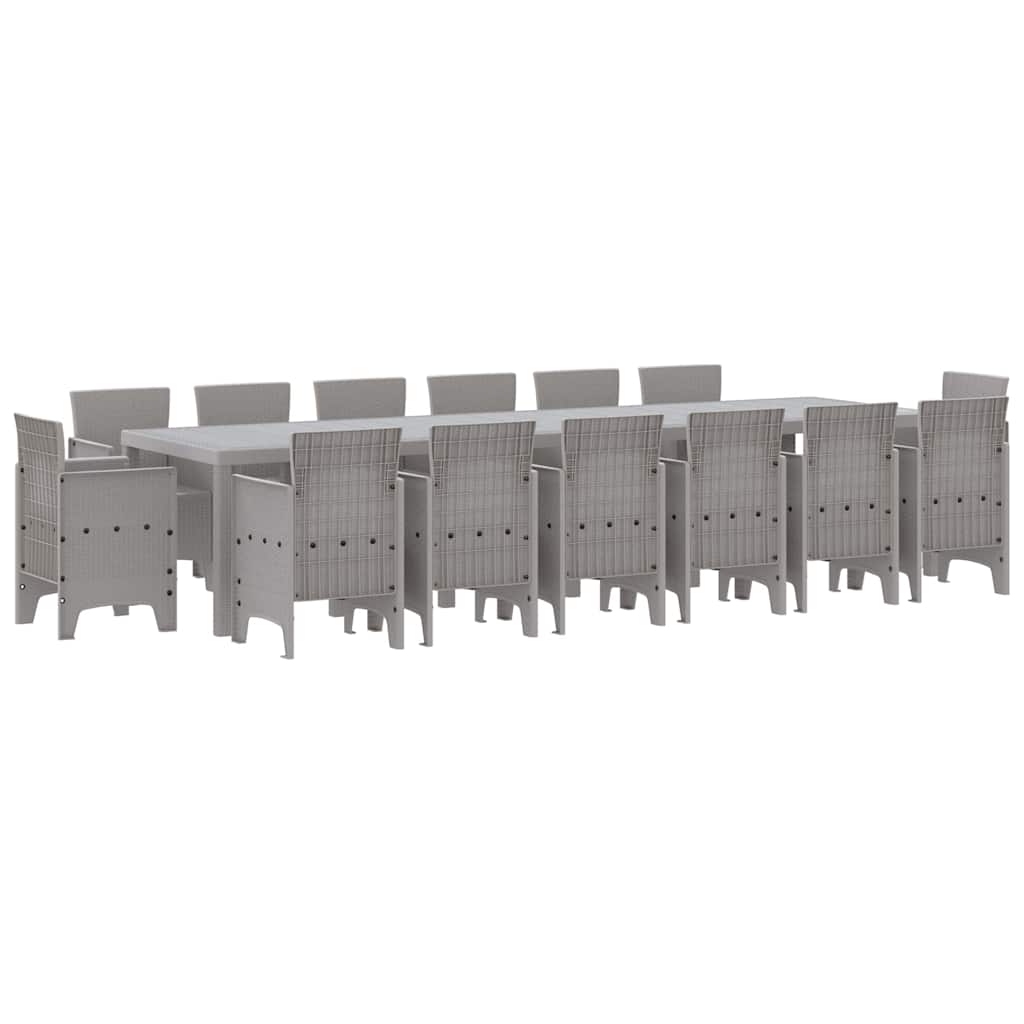 Set da Pranzo per Giardino 15 pcs Grigio chiaro Rattan Polt