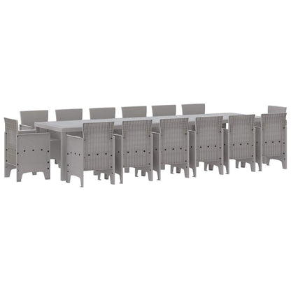 Set da Pranzo per Giardino 15 pcs Grigio chiaro Rattan Polt