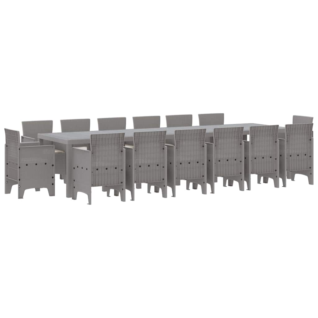 Set da Pranzo per Giardino 15 pcs Grigio chiaro Rattan Polt
