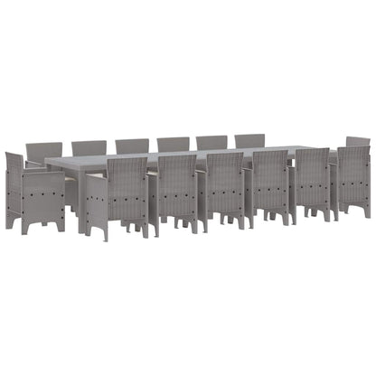 Set da Pranzo per Giardino 15 pcs Grigio chiaro Rattan Polt